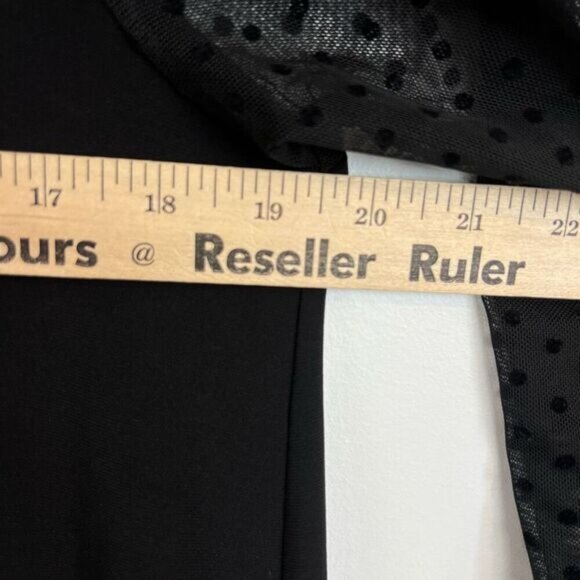 Vintage Anne Klein Women’s Medium Black Sheer Sleeves Blouse Top Shirt Polka - Picture 5 of 13